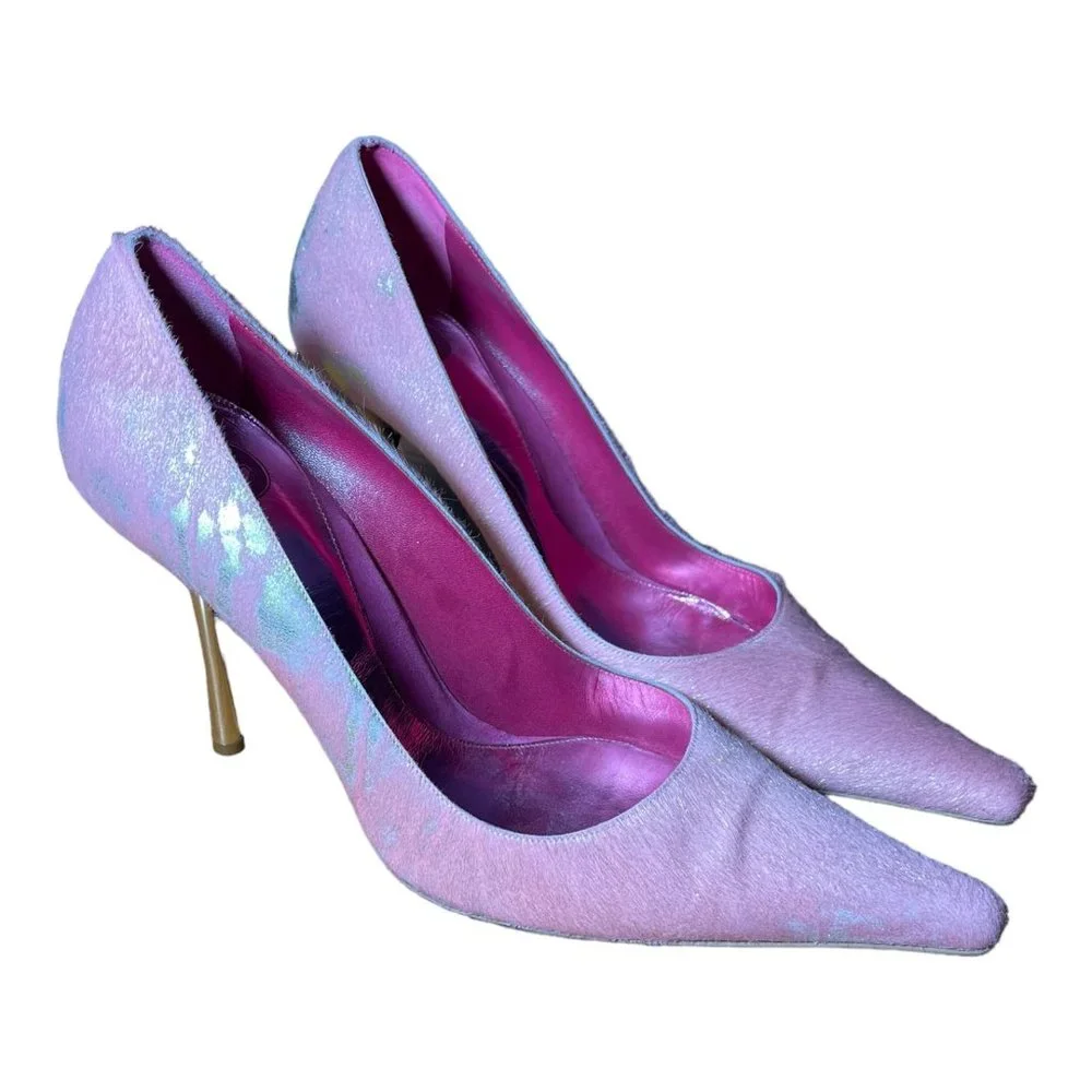 Escada Pink and Gold Barbie Heels - Picture 2 of 15